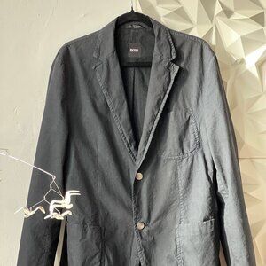 BOSS Hugo Boss Credo-D1 Unstructured Blazer Black Textured Cotton 42R / 52